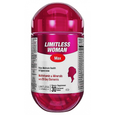 LIMITLESS WOMAN MAX MULTIVITAMIN & MINERALS WITH 26 KEY ELEMENTS — DIETARY SUPPLEMENT 30 TABLETS
